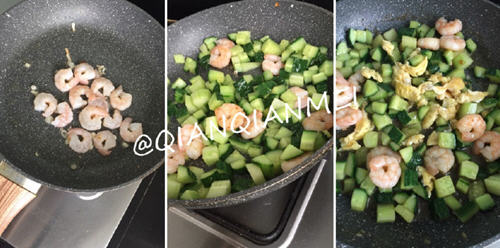 黄瓜鸡蛋炒虾仁的家常做法图解2 黄瓜鸡蛋炒虾仁的家常做法图解2